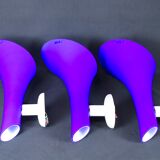 Carlo nason, 3 postmodern sconces, blue murano glass for "murano due"