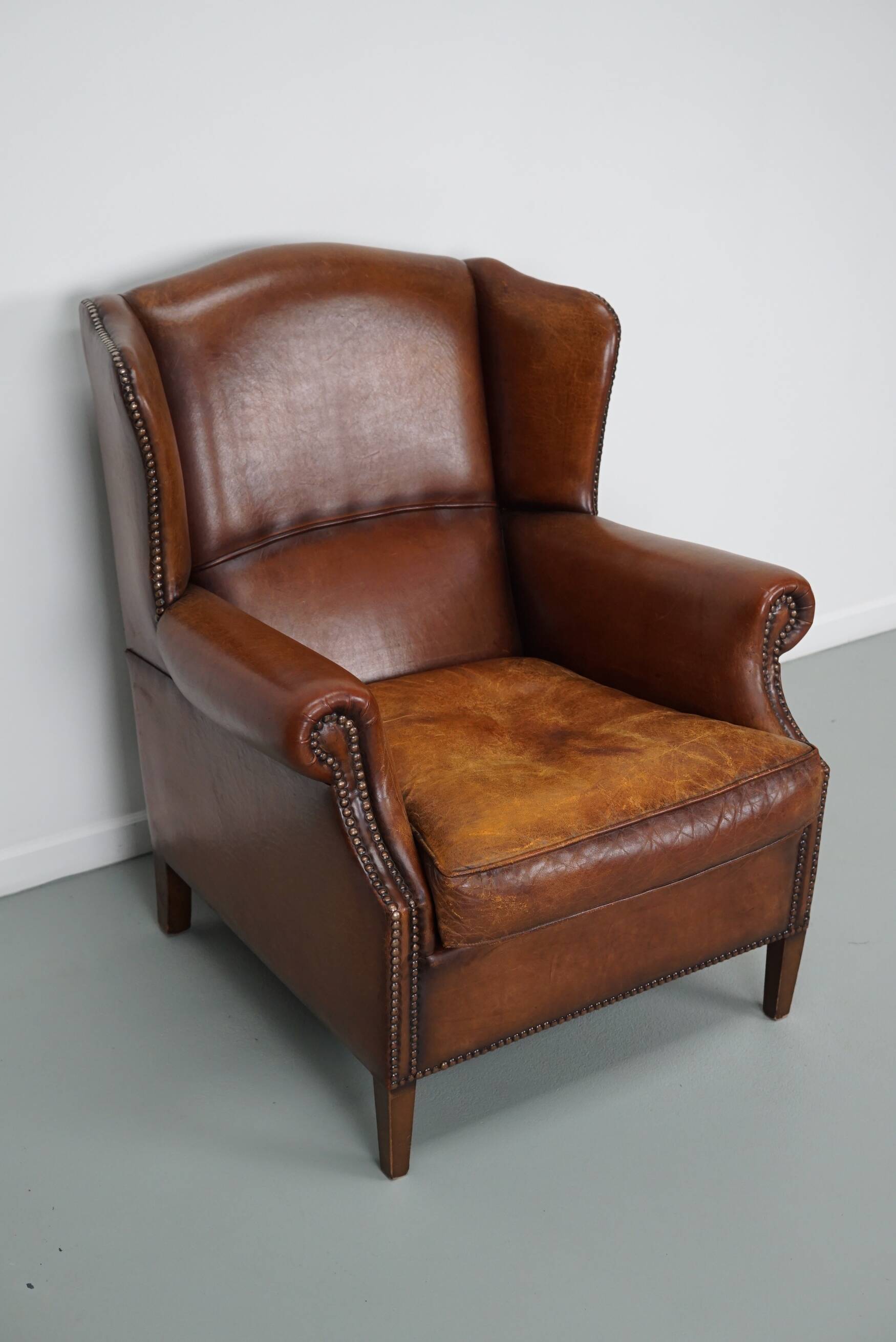Vintage Dutch Cognac Colored Leather Club Chair