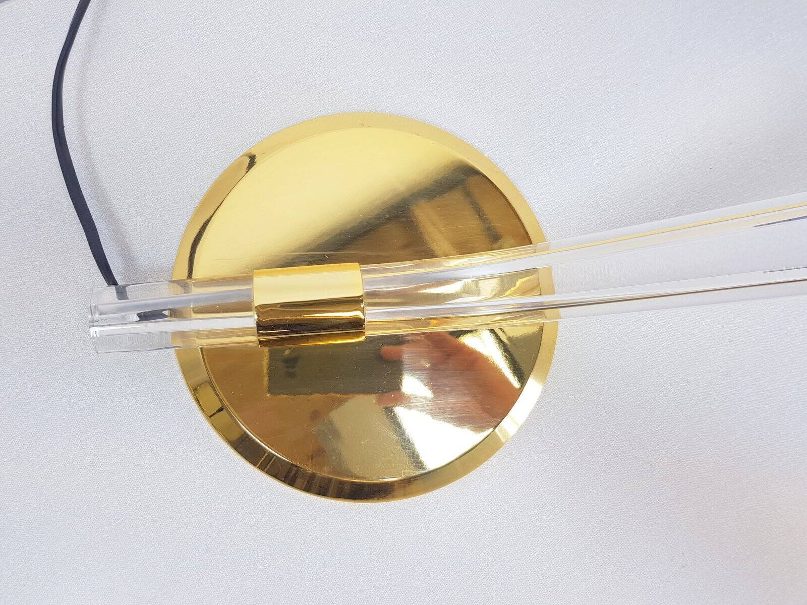 Vintage Cobra Desk Lamp in Brass and Acrylic from Grupo Mci, 1970