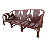 Pencil reed rattan bamboo coastal palm leaf bench sofa, Vivai del Sud 1970s