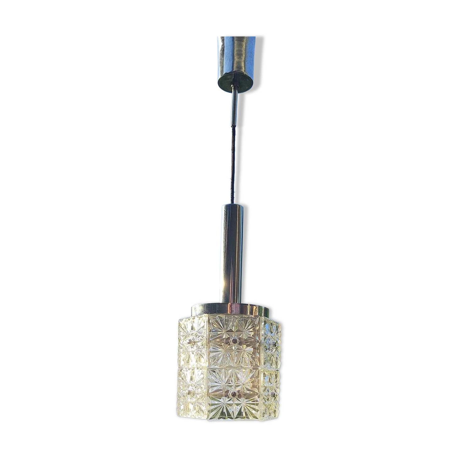 Vintage 1960s ceiling lamp, Venice, Crystal/steel