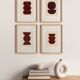 Collection of 4 abstract paintings on brown paper signed Eawy.