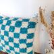Coussin berbère damier turquoise