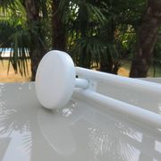 White lacquered metal wall coat rack, 3 hooks, 80s