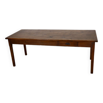 Antique Elm 19th Century French Rustic Farmhouse Dining Table