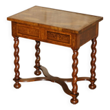 William & Mary antique marquetry drawer desk in Seaweed style.