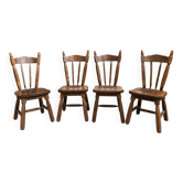 Suite de 4 chaises brutalistes