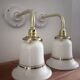 Pair of white opaline and ceramic wall lights