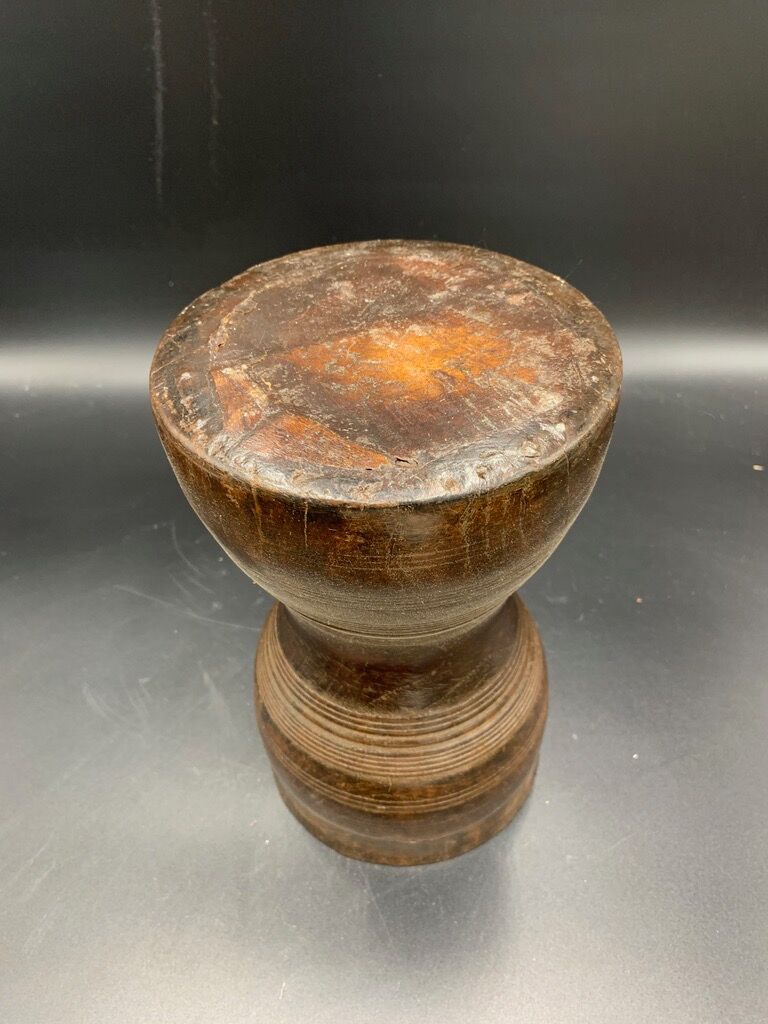 Ancient turned wood grain measurement and wrought iron hooping, India