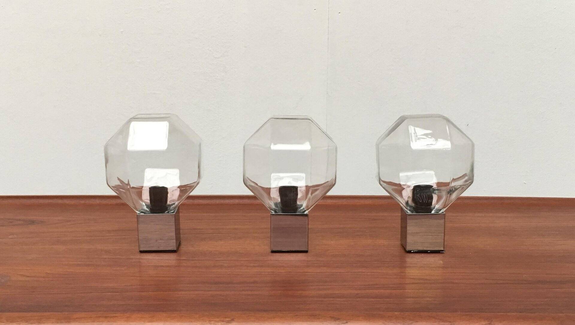 German Vintage Lamps Space Chrome and Glass by Motoko Ishii for Staff