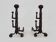 Large pair of wrought iron fireplace andirons. France, 19th century.