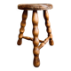 Tabouret tripode bois à entretoise vintage