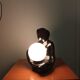 Lamp black ceramic and opaline globe circa 1970