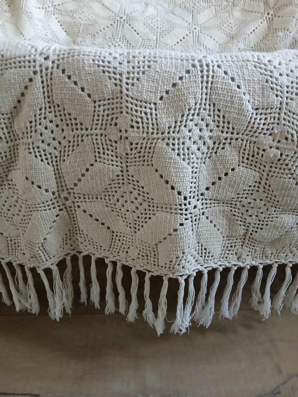 Plaid ancien en crochet fait main