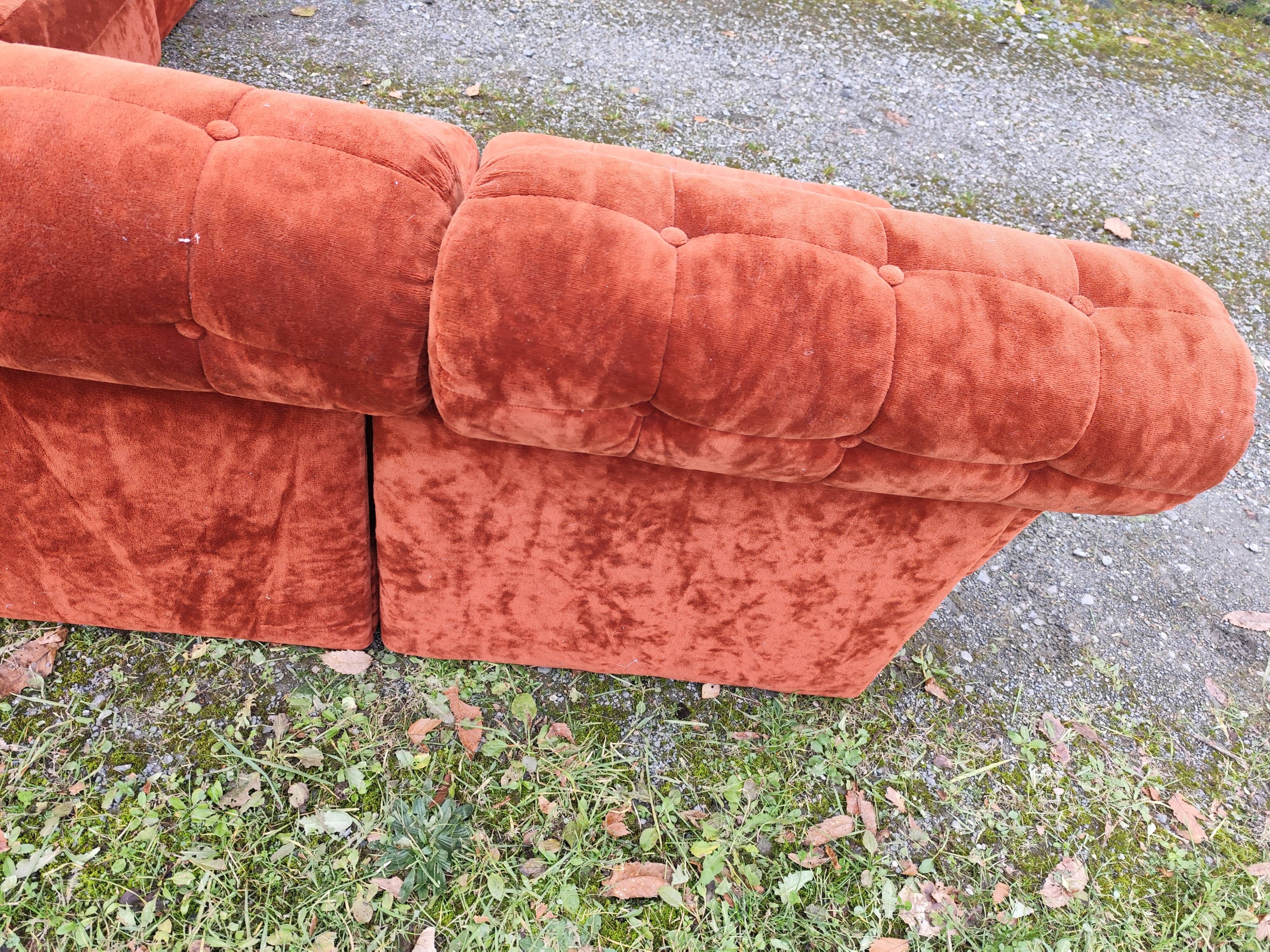 Modular velvet sofa bench 5 blocks