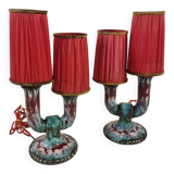 Lampes de table à double bras en céramique émaillée de Longwy