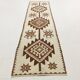 3x12 Kilim Beige & Brown Pattern Kilim Runner,Faded Turkish Runner,95x373Cm