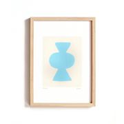 Collection of 4 sky blue abstract paintings signed Eawy.