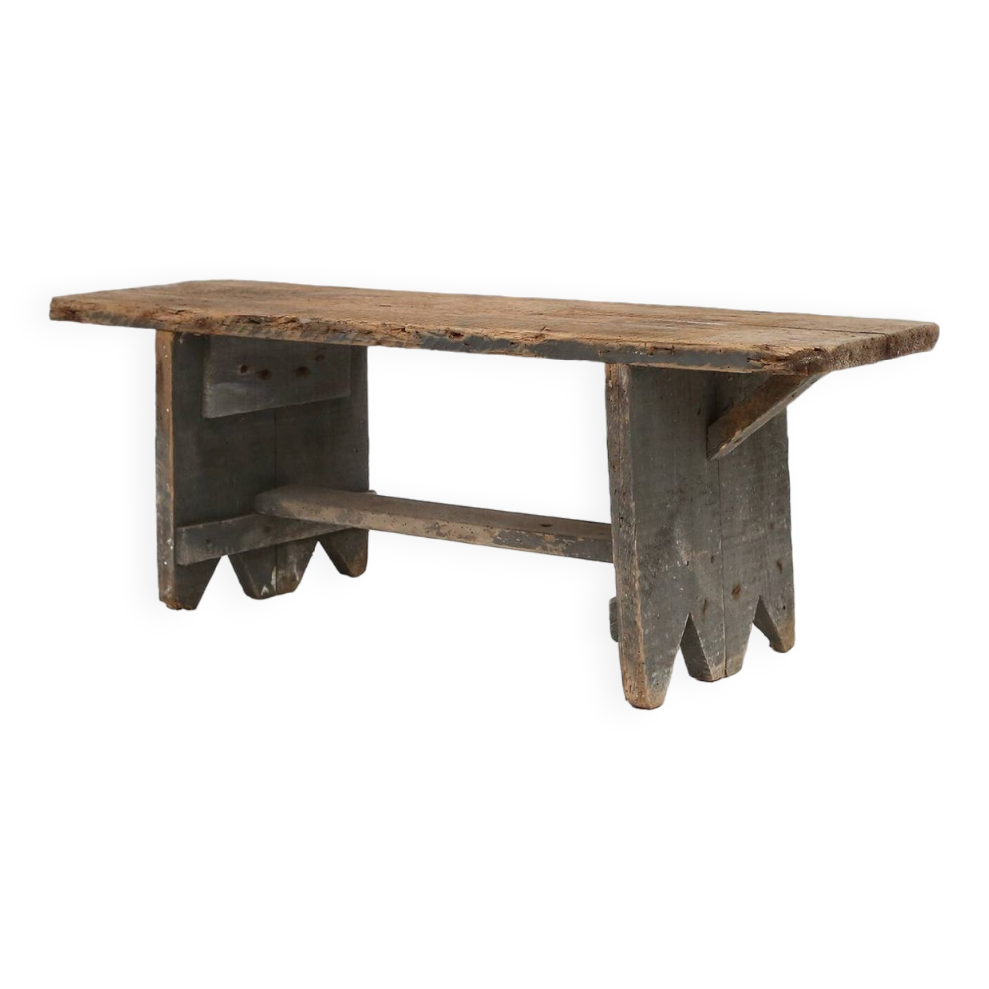 grey wooden bench, France ca 1890