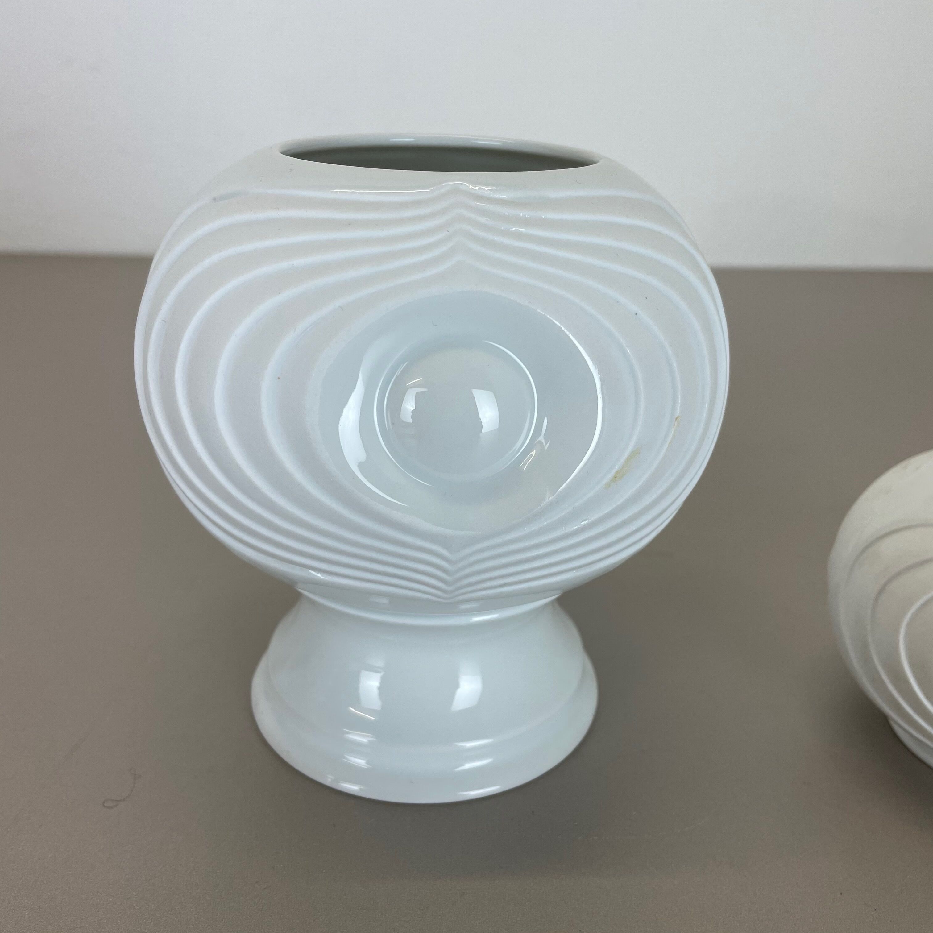 Set of 2 original porcelain op art vase made by royal bavaria kpm germany, 1970s