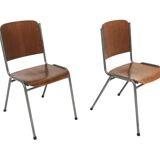 Set of 2 Scandinavian chairs in teak and metal, Sweden, 1960