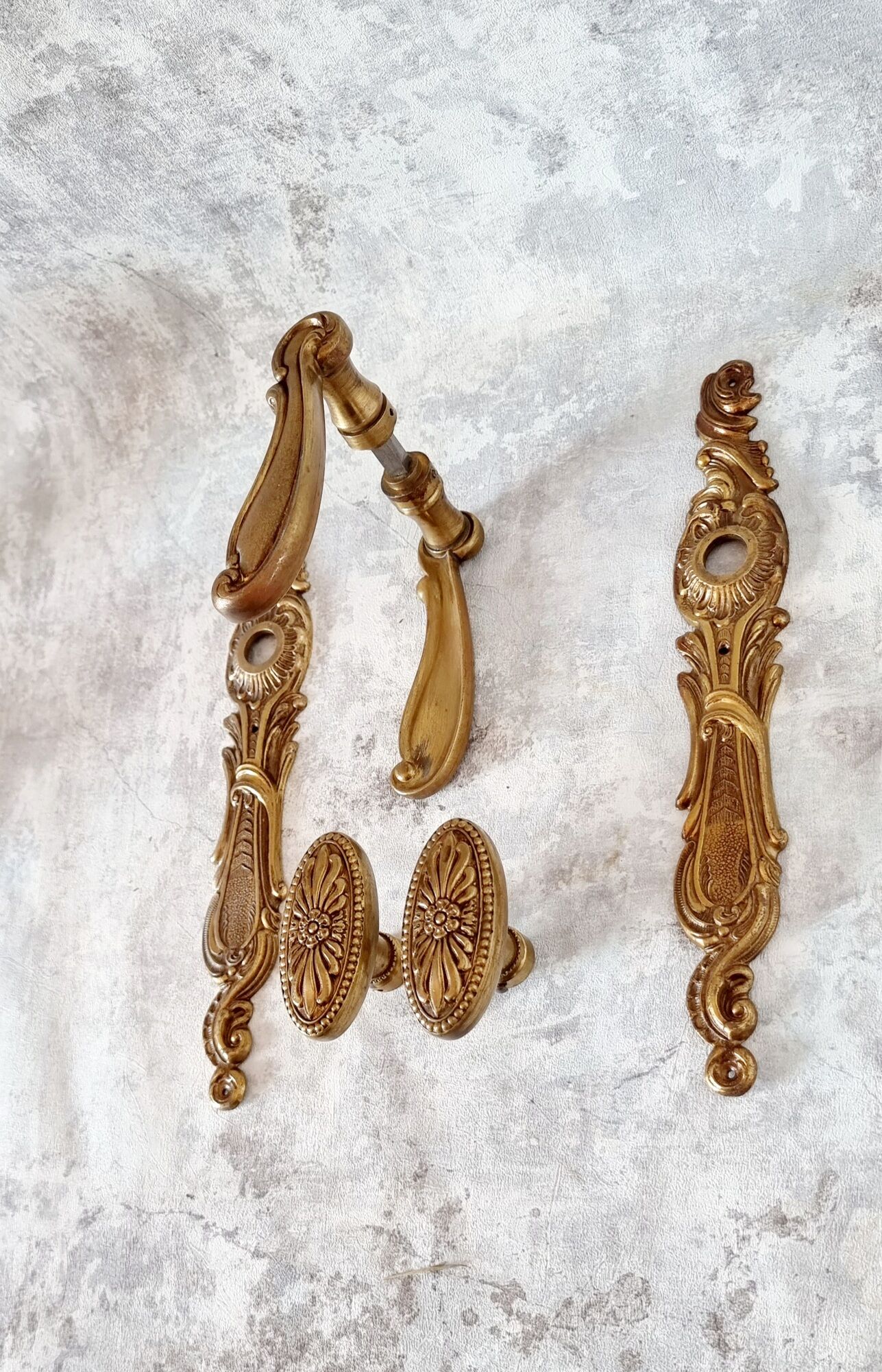 Door handle hardware and 2 French bronze furniture handles