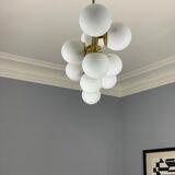 Italian opalglass and brass bubble lamp 1950