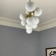 Italian opalglass and brass bubble lamp 1950