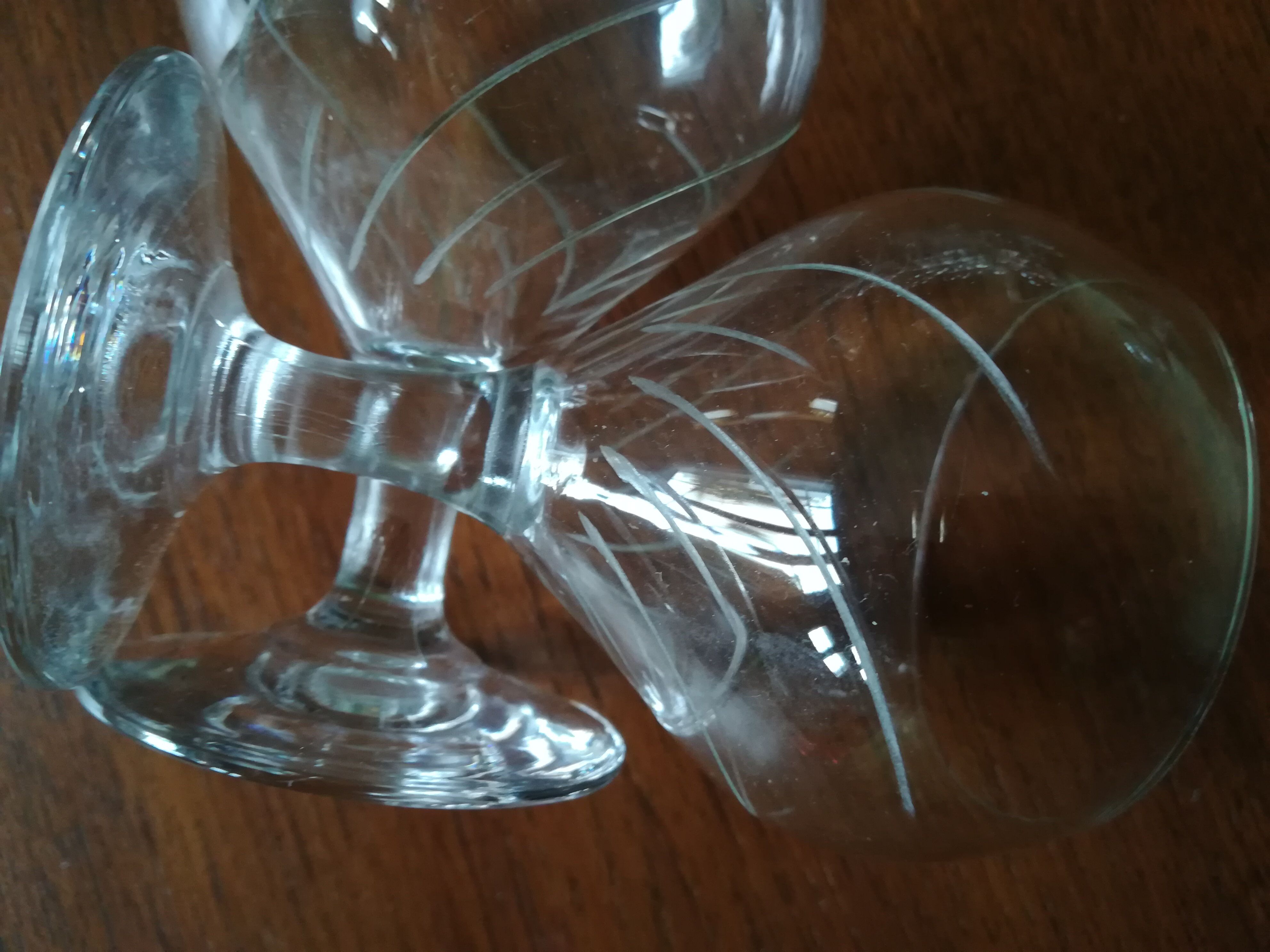 Five engraved vintage glasses white wine or aperitif glasses