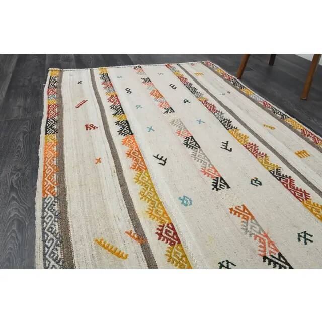1970s Turkish Oushak Handmade Wool Cotton Beige Runner Rug 116x344