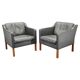 Pair of Leather Lounge Chairs by Børge Mogensen for Fredericia 1970s