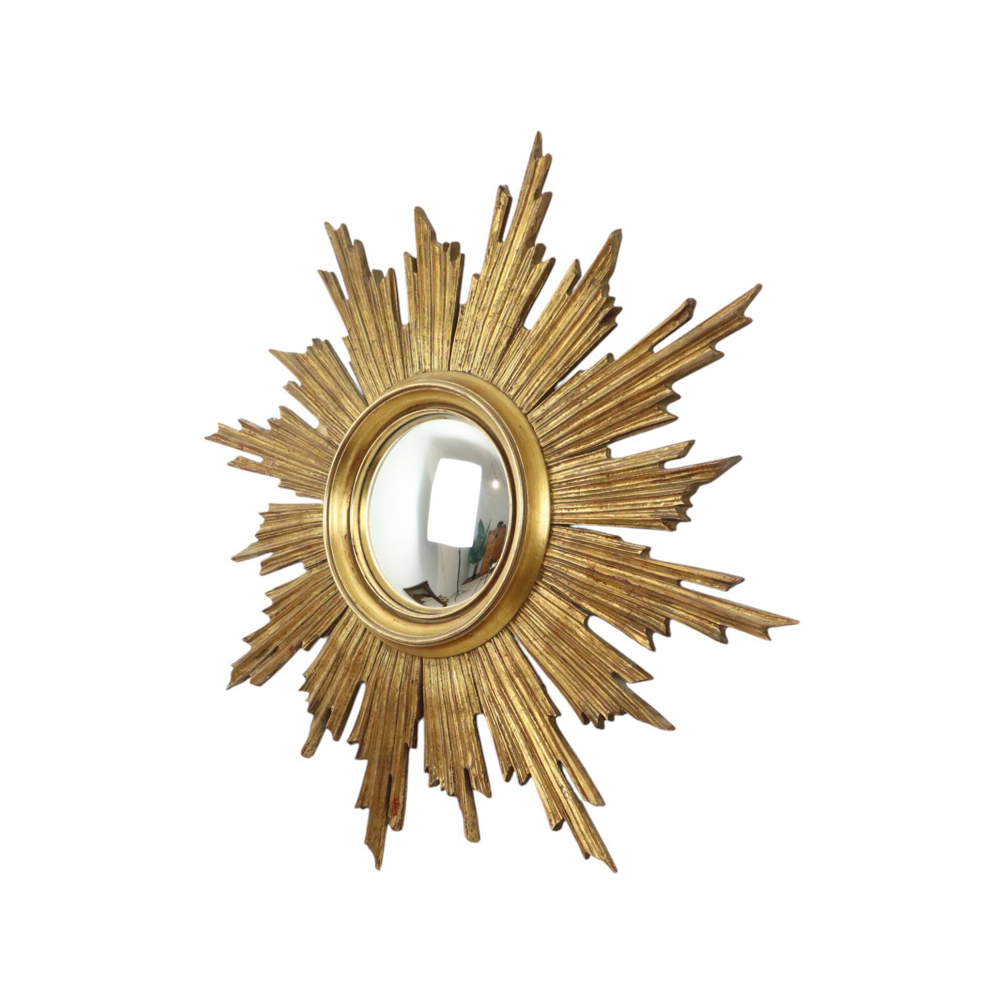 Large Wooden Sun Mirror Sunburst Deknudt Gold Leaf 70cm