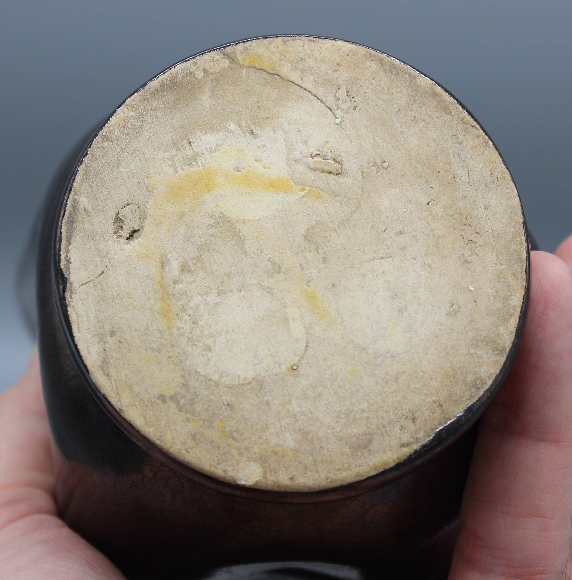 Vintage yellow and black ceramic vase design 50s 60s