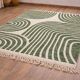 Traditional green and white natural wool rug size 150/250 cm