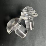 Tableware, two engraved crystal carafes with stoppers from around 1940.