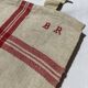 Pair new linen towels embroidered BR triple red stripe