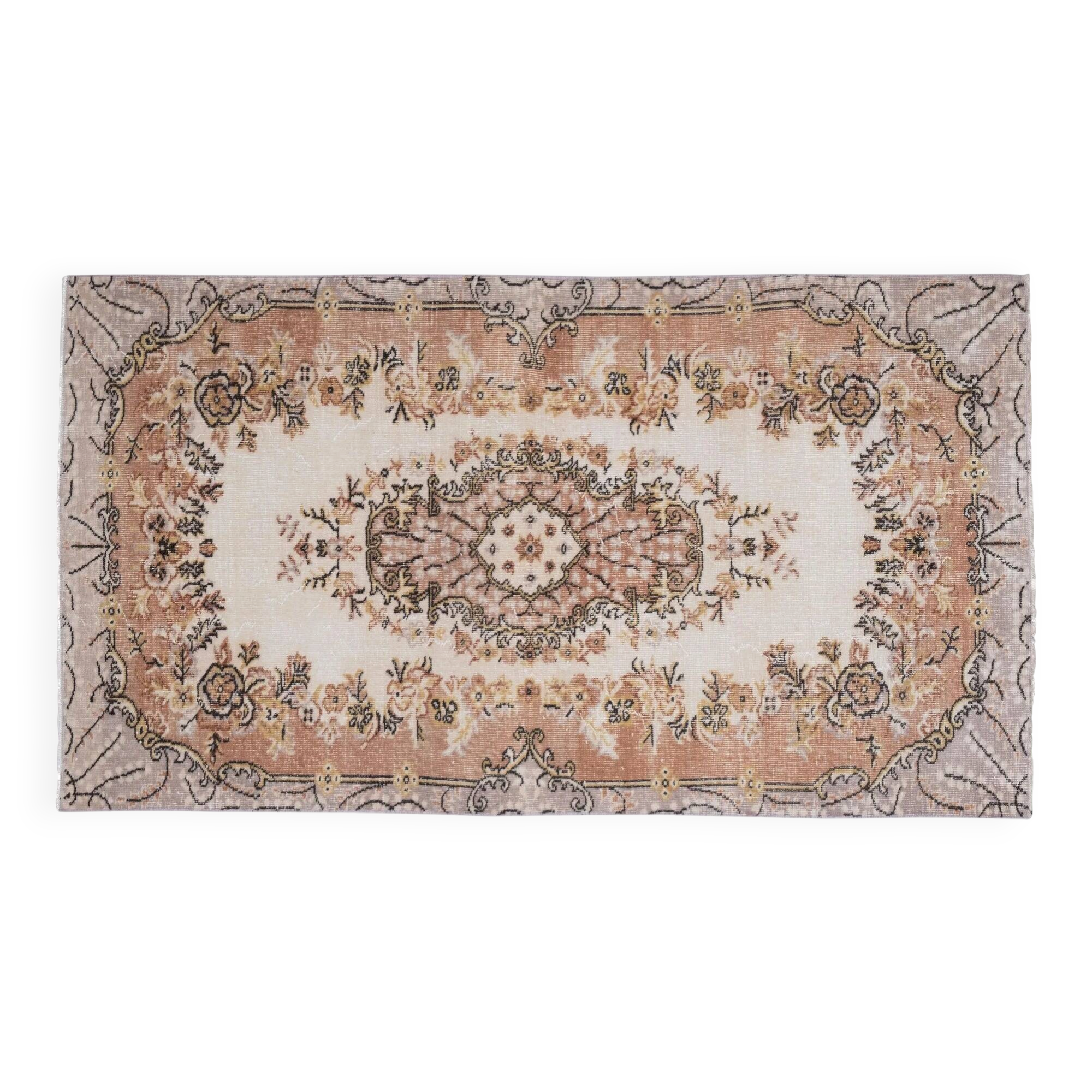 Vintage Turkish handmade rug 114x207 cm