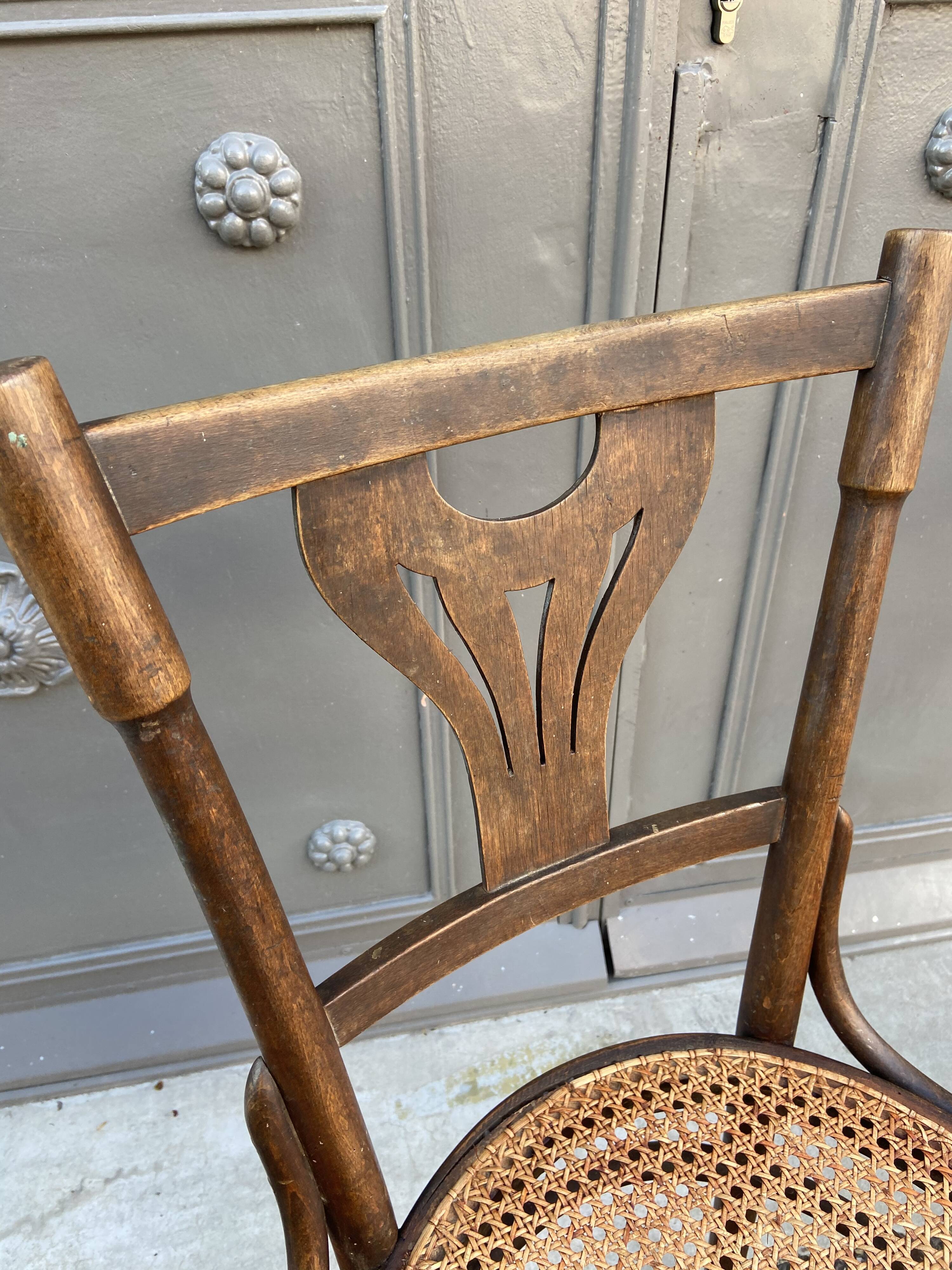 Pair of curved wooden bistro chairs