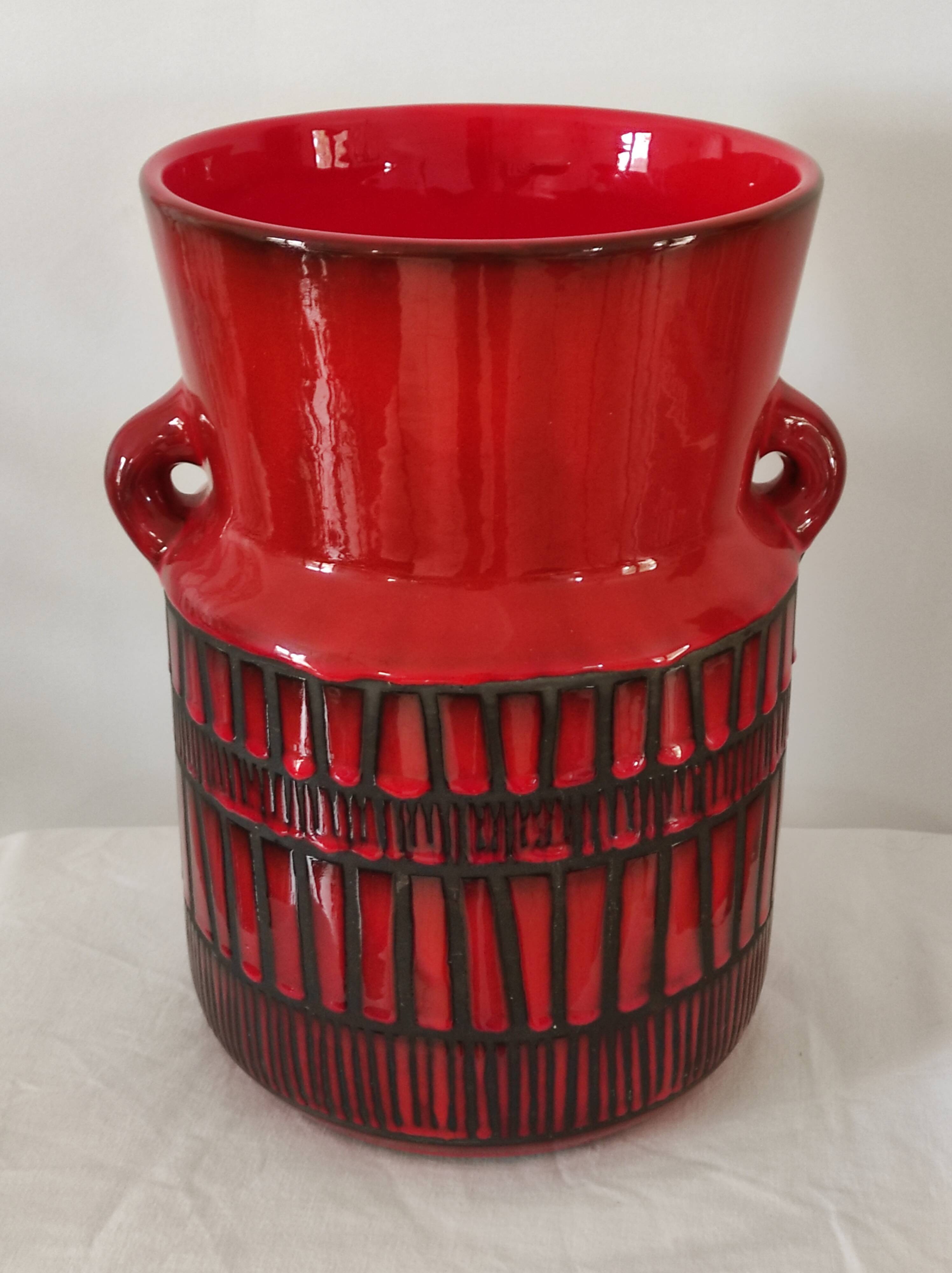 Red vase by Roger Capron circa 1960