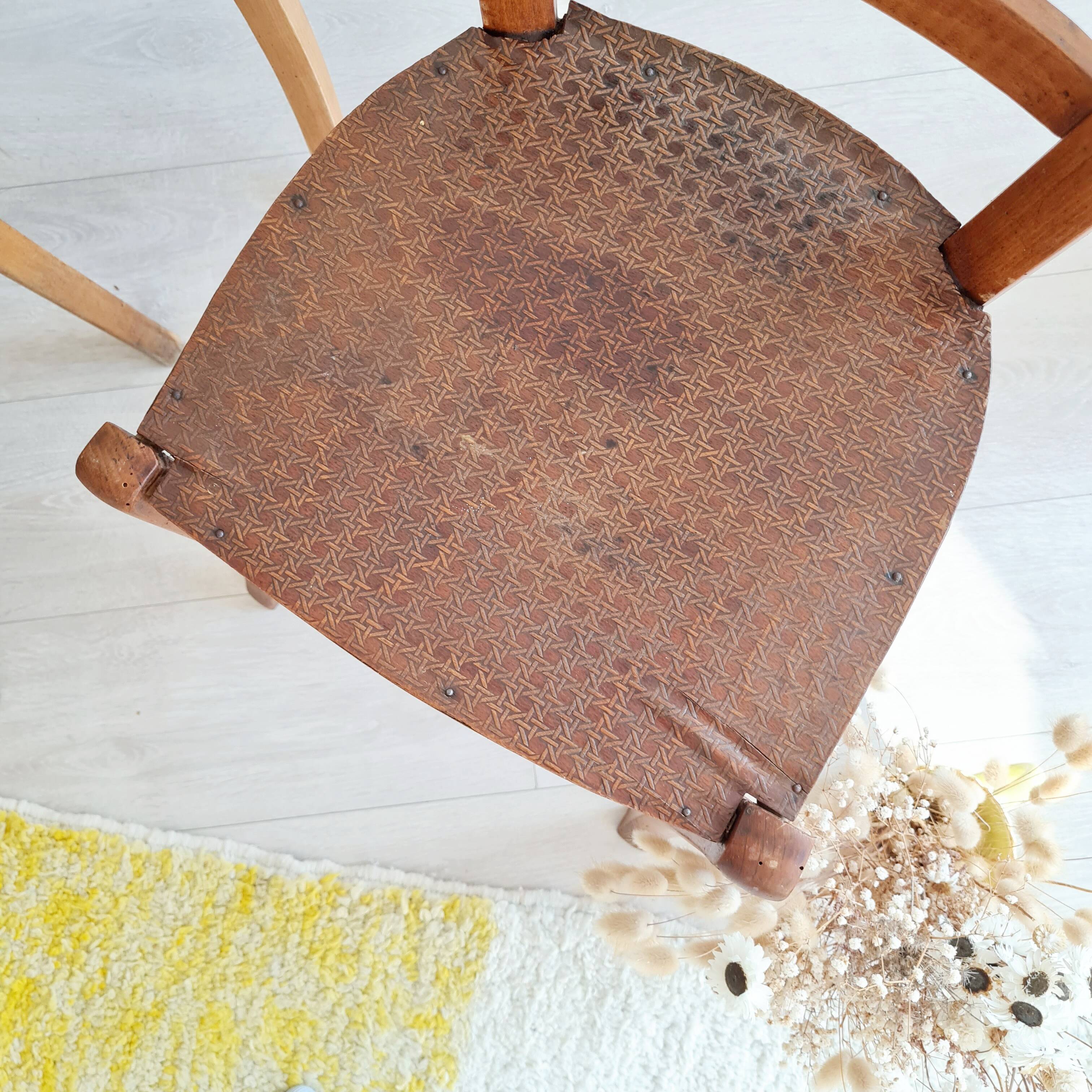 3 old wooden bistro chairs