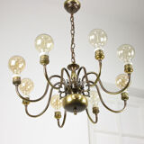 Viennese minimal brass 8-arm chandelier