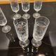 6 engraved crystal champagne flutes (floral) 1920