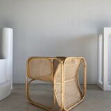 U-shaped armrest rattan armchair, grid canning