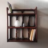 Wall shelf with 3 rattan shelves, 1970s