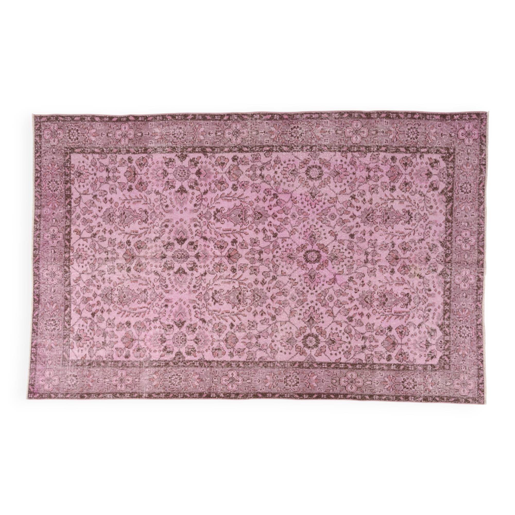 Light Pink Colour Handmade Vintage Turkish Rug