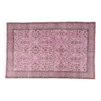 Tapis turc vintage fait main rose clair