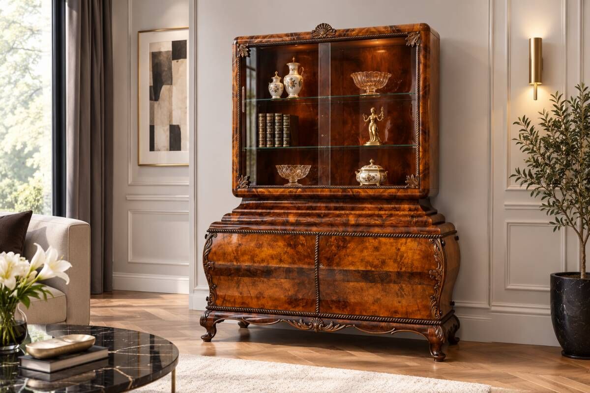 Display cabinet, Poland, circa 1930. RESTORED.