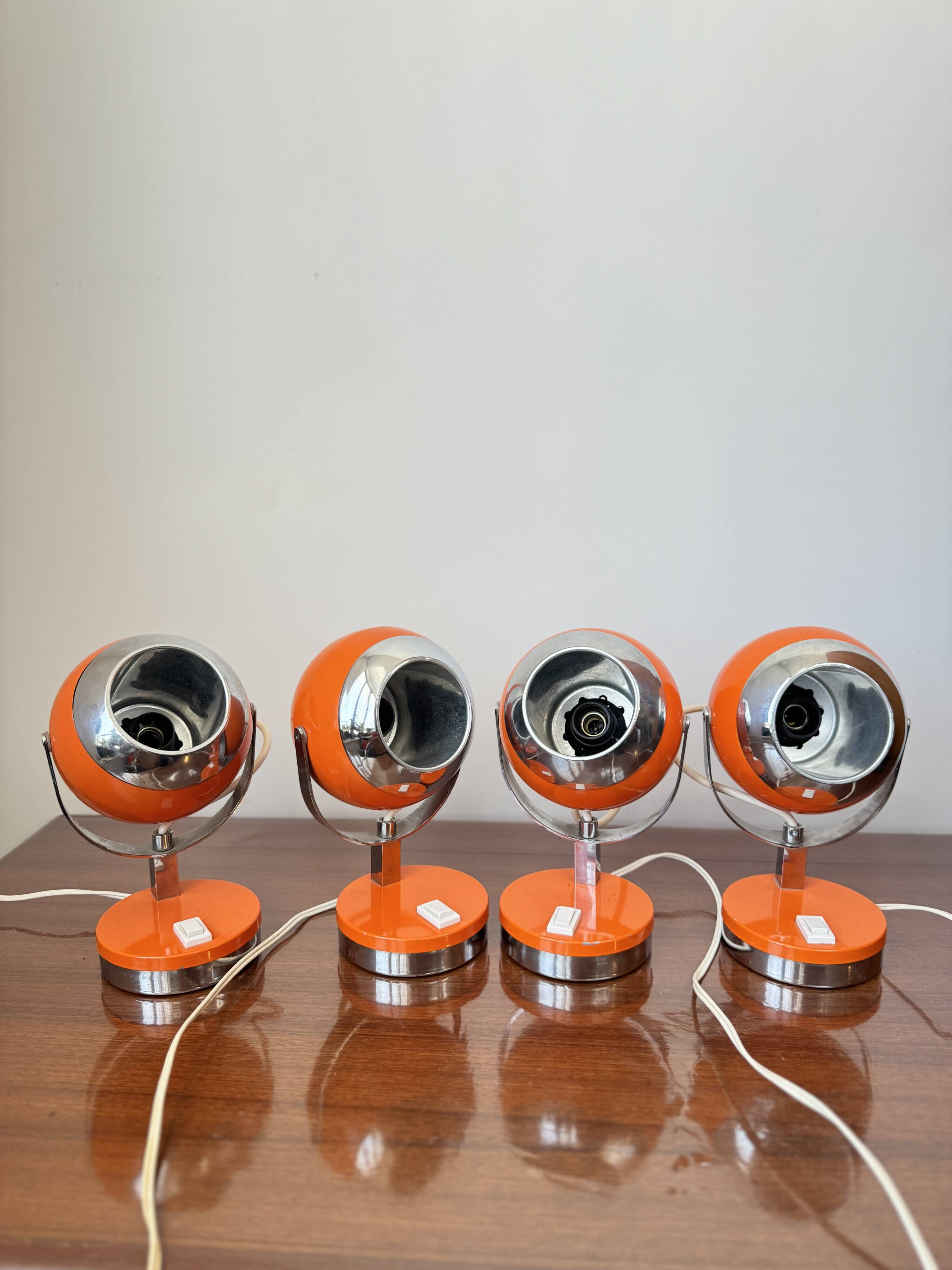 Set of 4 vintage 1970s eyeball lamps, Italy