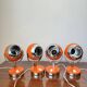 Set of 4 vintage 1970s eyeball lamps, Italy