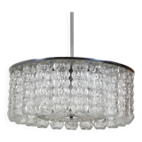 Glass and chrome chandelier